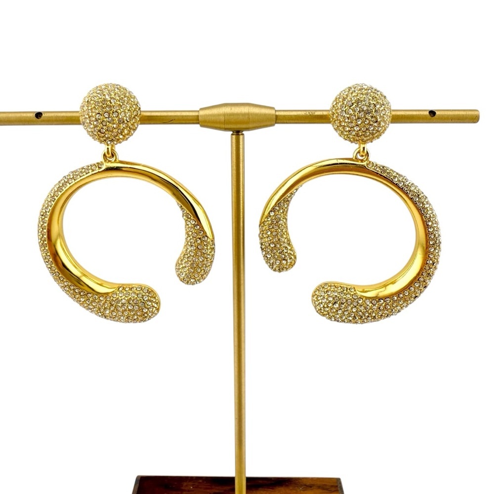 NWT J. Crew Gold Pave Crystal Hoop Earrings